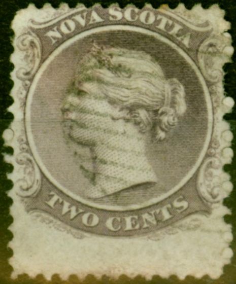 Valuable Postage Stamp from Nova Scotia 1860 2c Grey-Purple SG11 Good Used