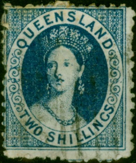Collectible Postage Stamp Queensland 1880 2s Blue SG119 Good Used