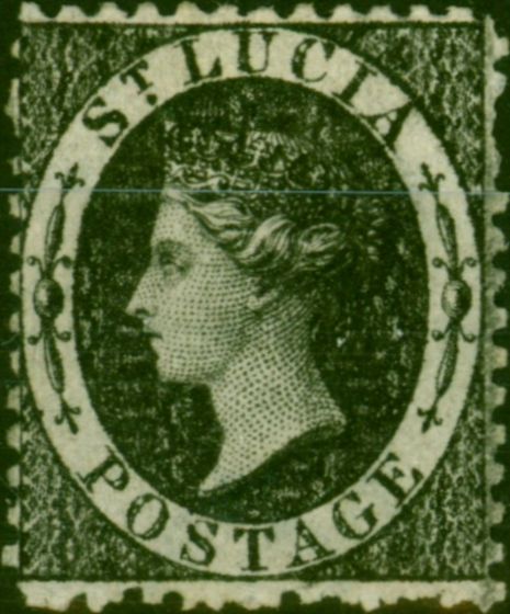 Valuable Postage Stamp St Lucia 1864 (1d) Intense Black SG11x Wmk Reversed Fine MM