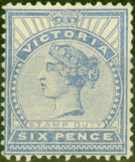 Rare Postage Stamp from Victoria 1896 6d Dull Blue SG339Var Wmk Inverted Fine Mtd Mint