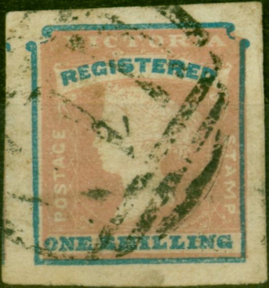 Valuable Postage Stamp Victoria 1854 1s (Registered) Rose-Pink & Blue SG34 3rd Ptg Position 24 V.F.U