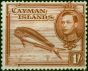 Cayman Islands 1938 1s Red-Brown SG123 Fine MM . King George VI (1936-1952) Mint Stamps