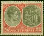 Old Postage Stamp from St Kitts & Nevis 1938 2s6d Black & Scarlet SG76 Good MNH