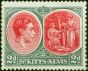 Collectible Postage Stamp from St Kitts & Nevis 1941 2d Scarlet & Grey SG71a Chalk Fine Very Lightly Mtd Mint