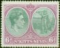 Rare Postage Stamp from St Kitts & Nevis 1944 6d Green & Purple SG74c Fine Mtd Mint (2)