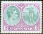 Rare Postage Stamp from St Kitts & Nevis 1948 1s Green & Purple SG74d P.14 Chalk Fine Lightly Mtd Mint