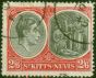 St Kitts Nevis 1950 2s6d Black & Scarlet SG76a P.14 Fine Used  King George VI (1936-1952) Rare Stamps