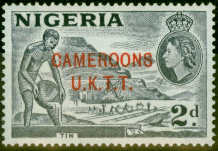 Rare Postage Stamp from Cameroon 1960 2d Bluish Grey SGT4B Type B Very Fine MNH