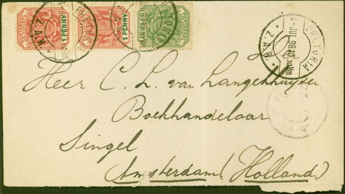 Collectible Postage Stamp from Transvaal July 1888 Cover to Holland PRETORIA Z.A.R CDS