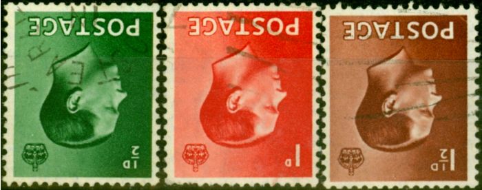 Old Postage Stamp from GB 1936 Wmk Inverted Set of 3 SG457wi - 459wi Fine Used