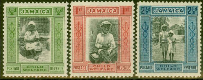 Collectible Postage Stamp from Jamaica 1923 Child Welfare set of 3 SG107-107c Fine Mtd Mint