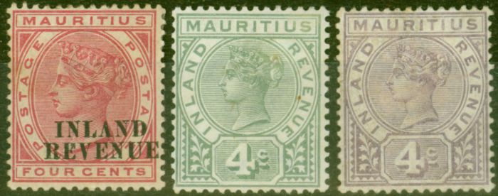 Valuable Postage Stamp from Mauritius 1889 Inland Revenue set of 3 SGR1-R3 Good Mtd Mint