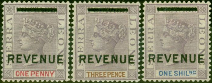 Rare Postage Stamp Sierra Leone 1883 1d, 3d & 1s Revenue Stamps Fine MM