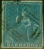 Valuable Postage Stamp Barbados 1852 (1d) Blue SG3 Good Used