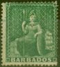 Valuable Postage Stamp from Barbados 1861 (1/2d )Dp Green SG58 Fine Unused