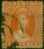 Grenada 1873 6d Orange-Vermilion SG12 Fine Used (4) Queen Victoria (1840-1901) Valuable Stamps