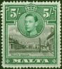 Malta 1938 5s Black & Green SG230 V.F MNH King George VI (1936-1952) Rare Stamps