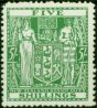 New Zealand 1950 5s Green SGF195w Wmk Inverted Fine LMM . King George VI (1936-1952) Mint Stamps