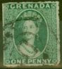 Rare Postage Stamp from Grenada 1864 1d Green SG4a Wmk Sideways Fine Used