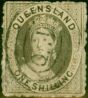 Rare Postage Stamp from Queensland 1863 1s Grey SG29 Good Used
