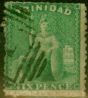 Collectible Postage Stamp Trinidad 1861 6d Yellow-Green SG56 Good Used