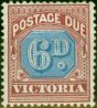 Rare Postage Stamp from Victoria 1890 6d Dull Blue & Brown-Lake SGD6 Fine Mtd Mint