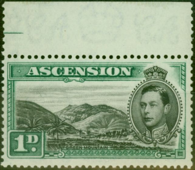 Old Postage Stamp from Ascension 1938 1d Black & Green SG39 Fine MNH