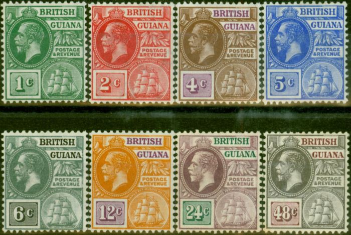 Valuable Postage Stamp British Guiana 1913-15 Set of 8 to 48c SG259-266 Fine & Fresh MM