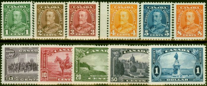 Collectible Postage Stamp Canada 1935 Set of 11 SG341-351 Fine MM