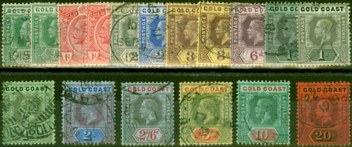 Valuable Postage Stamp Gold Coast 1913-20 Extended Set of 17 SG71-84 Good to Fine Used