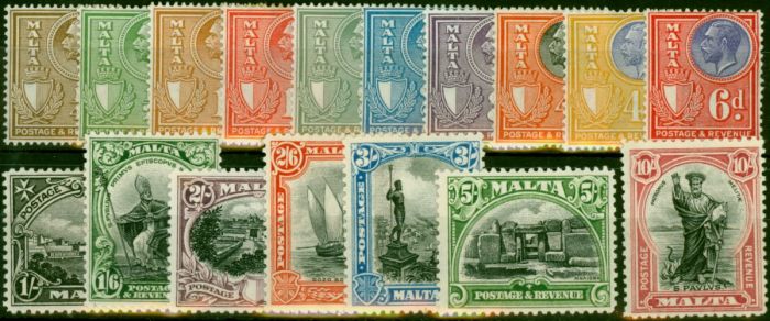Malta 1930 Set of 17 SG193-209 Fine MM  King George V (1910-1936) Collectible Stamps