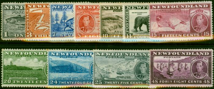Old Postage Stamp Newfoundland 1937 Coronation Set of 11 SG257-267 Fine MNH