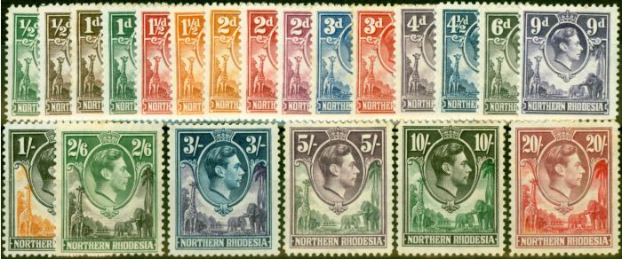 Valuable Postage Stamp from Northern Rhodesia 1938-52 Set of 21 SG24-45 Good to Fine Mtd Mint