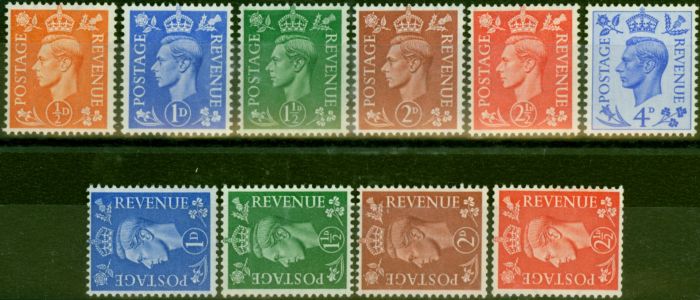 Valuable Postage Stamp GB 1950-52 Set of 10 SG503-508 & Wmk Sideways Fine LMM