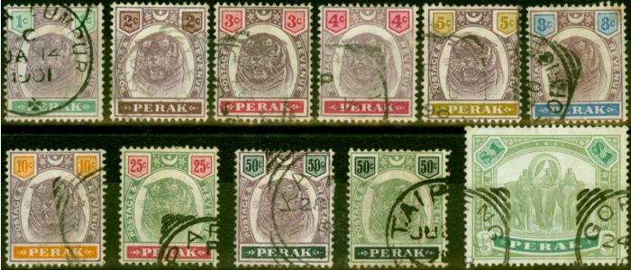 Rare Postage Stamp from Perak 1895-98 Set of 11 SG66-76 Good Used