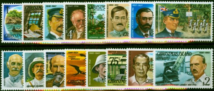 Christmas Islands 1977 Famous Visitors Set of 16 SG67-82 V.F MNH . Queen Elizabeth II (1952-2022) Mint Stamps