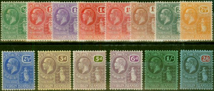 Collectible Postage Stamp Virgin Islands 1922-28 Set of 14 to 2s6d SG86-100 Ex SG93 V.F LMM