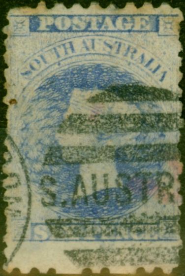 Old Postage Stamp South Australia 1870 6d Prussian Blue SG105 P.10 x 11.5 Good Used
