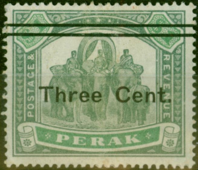 Collectible Postage Stamp from Perak 1900 3c on $1 Green & Pale Green SG86 Good MM