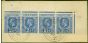 Rare Postage Stamp Virgin Islands 1913 2 1/2d Bright Blue SG72 Superb Used Strip of 4 on Piece