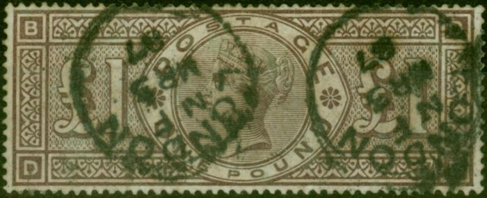 Valuable Postage Stamp GB 1884 £1 Brown-Lilac SG185 Fine Used