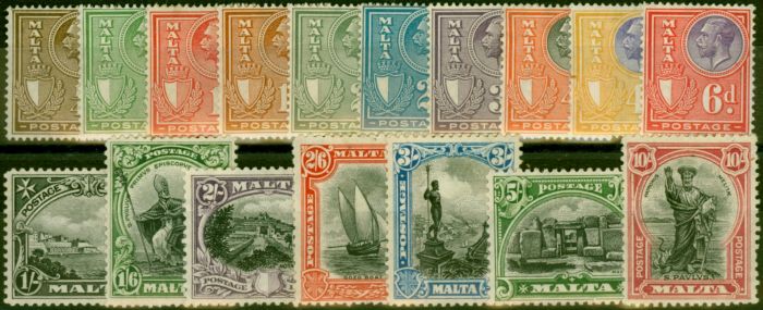 Valuable Postage Stamp Malta 1926 Set of 17 SG157-172 Fine MM