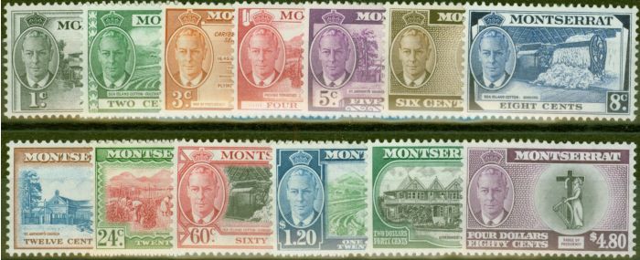 Valuable Postage Stamp from Montserrat 1951 set of 13 SG123-135 Fine Mtd Mint