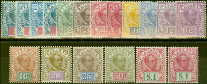 Valuable Postage Stamp from Sarawak 1899-1908 Extended set of 18 SG36-47 V.F Lightly Mtd Mint Choice Quality