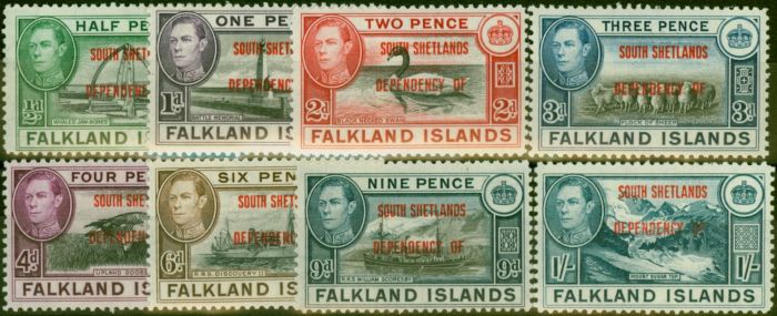 Rare Postage Stamp South Shetland 1944 Set of 8 SGD1-D8 Fine MNH