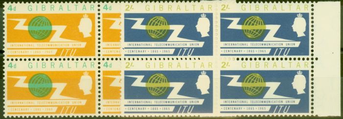 Collectible Postage Stamp from Gibraltar 1965 I.T.U set of 2 SG180-181 V.F MNH Blocks 4