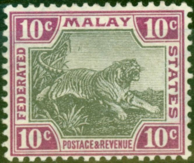 Valuable Postage Stamp from Fed of Malay States 1904 10c Grey-Brown & Claret SG43 Fine MNH