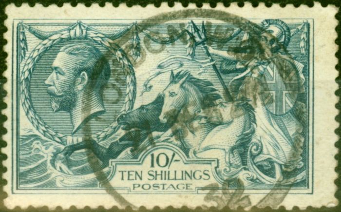 Rare Postage Stamp from GB 1919 10s Dull Grey-Blue SG417 Good Used