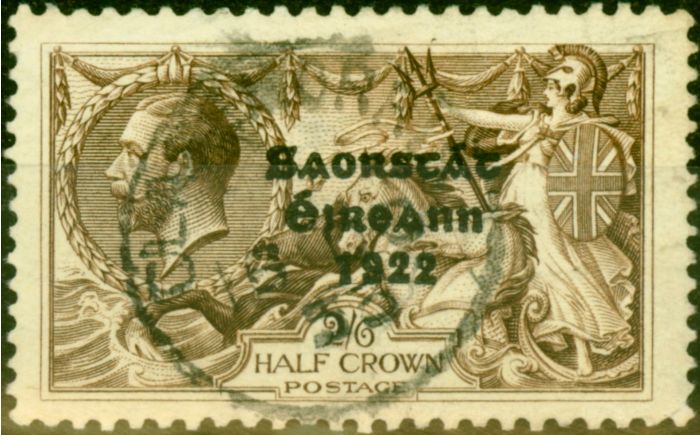 Old Postage Stamp from Ireland 1922 2s6d Pale Brown SG64aa Fine Used