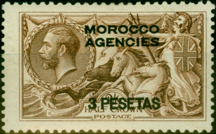 Old Postage Stamp Morocco Agencies 1918 3p on 2s6d Yellow-Brown SG140 Fine MM